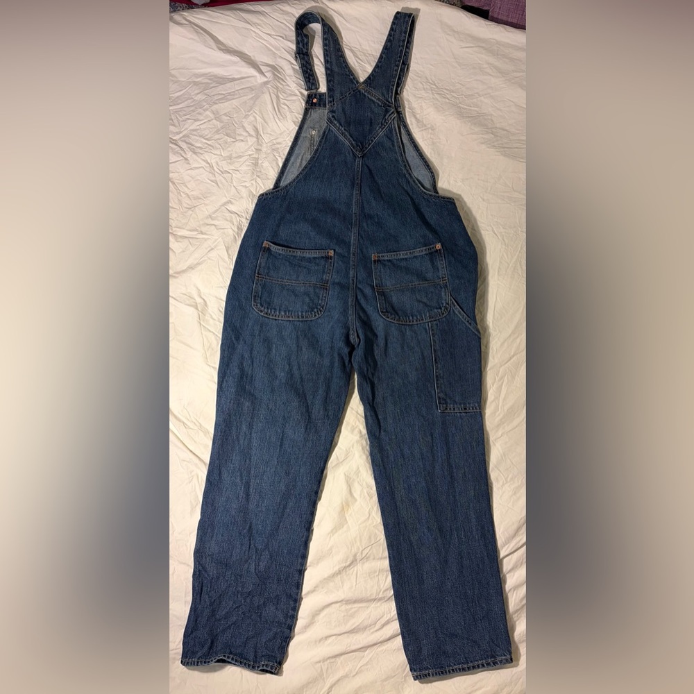 Old Navy Women's Classic Blue Jeans Overalls 100% Cotton Heavy Denim 27in Inseam - Picture 2 of 9